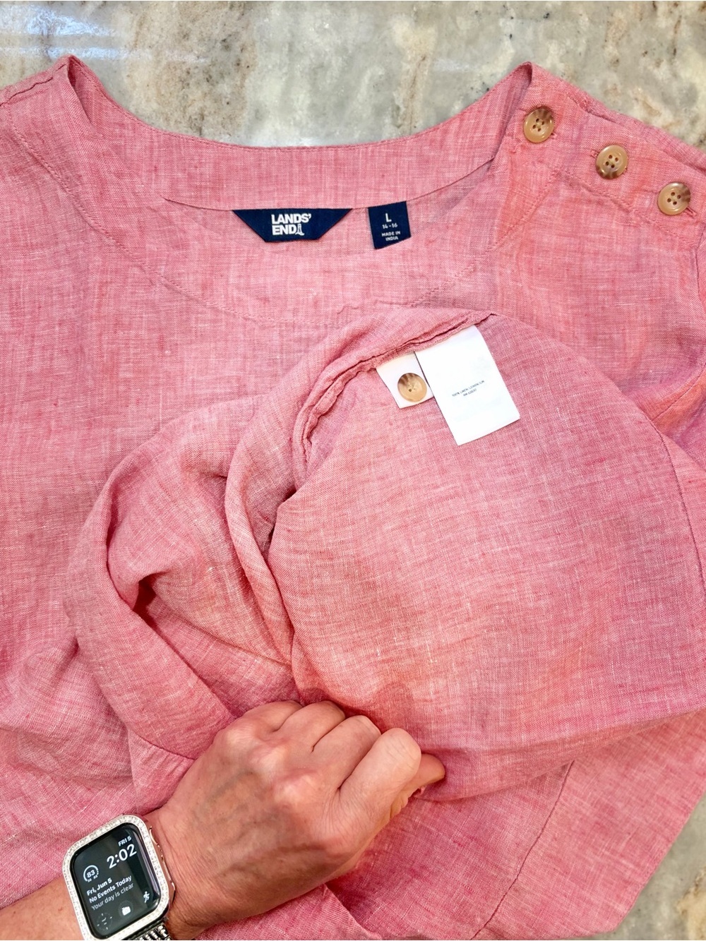 NEW! 100% LINEN! ♥️ Lands End Blouse - Picture 4 of 5